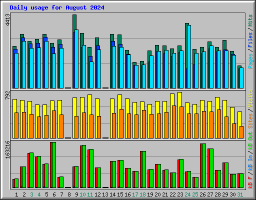 Daily usage for August 2024